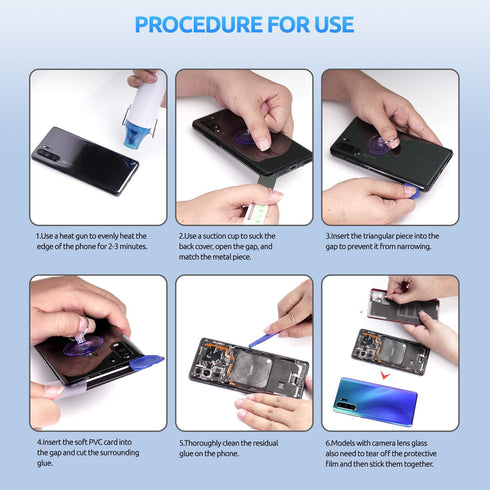 Eonpam 9S Back Glass Replacement for Xiaomi Redmi Note Back Cover Rear Housing with Camera Lens + Repair Tool Kit