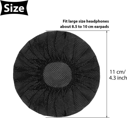 100 Pieces Headphone Ear Covers Disposable Earphone Overs Sanitary Non-Woven Stretch Earpad Covers Earcup Covers Fit for Most on Ear Headphones (Black,11 cm)