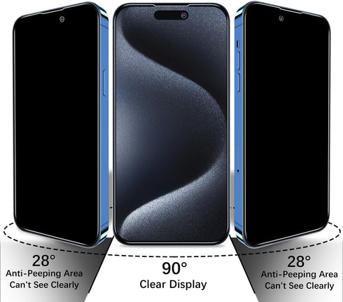 2 Pack Privacy Screen Protector for iPhone 14 Pro, Anti-Spy Tempered Glass 6.1-inch, Anti Scratch, Bubble Free