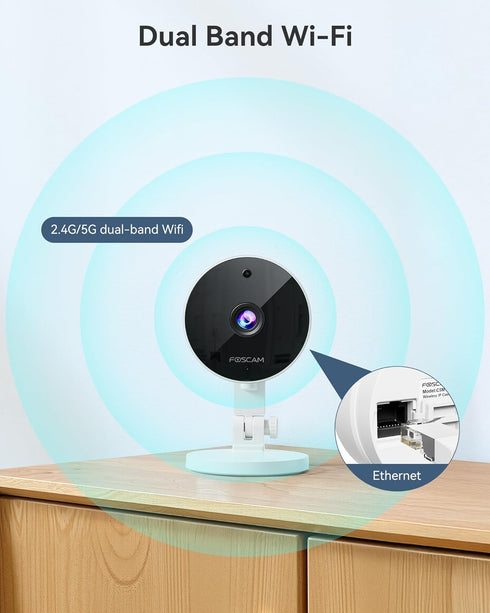 FOSCAM 3K 5MP 2.4g 5g 20X 2-Way Security Camera Indoor, & WiFi Magnetic Mini Dog/Cat/Pet/Baby Camera, Smart Motion