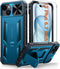 FNTCASE iPhone 15 Plus Case: Rugged Heavy Duty Shockproof Cover with Kickstand | Military Grade Drop Proof Blue TPU