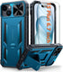FNTCASE iPhone 15 Plus Case: Rugged Heavy Duty Shockproof Cover with Kickstand | Military Grade Drop Proof Blue TPU