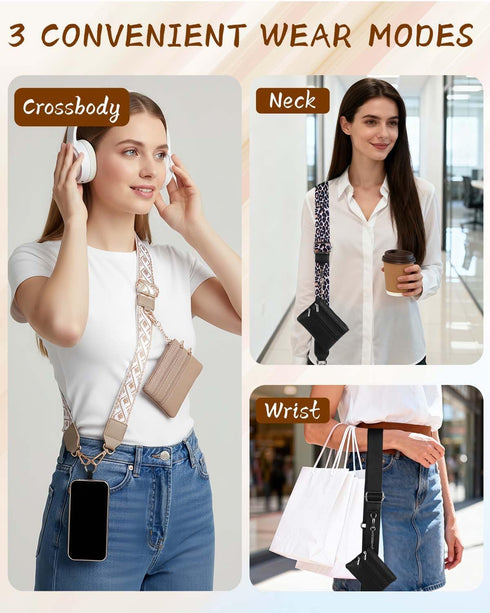 JituiChan color-4PC) Clip and Go Strap for Phone with Wallet Crossbody, Stylish Versatile Adjustable Phone Strap