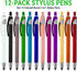 Stylus for Touch Screens Pen with Ball Point Pen,for Universal Touch Screen Devices, for Phones, Ipads,Tablets, iPhone, Samsung Galaxy etc. Assorted Colors (Metallic 12 Pack)