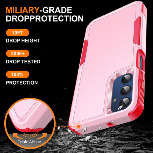 Ezanmull Non-Slip Shockproof Case for Samsung Galaxy A15 5G, with Glass Screen Protector, Pink