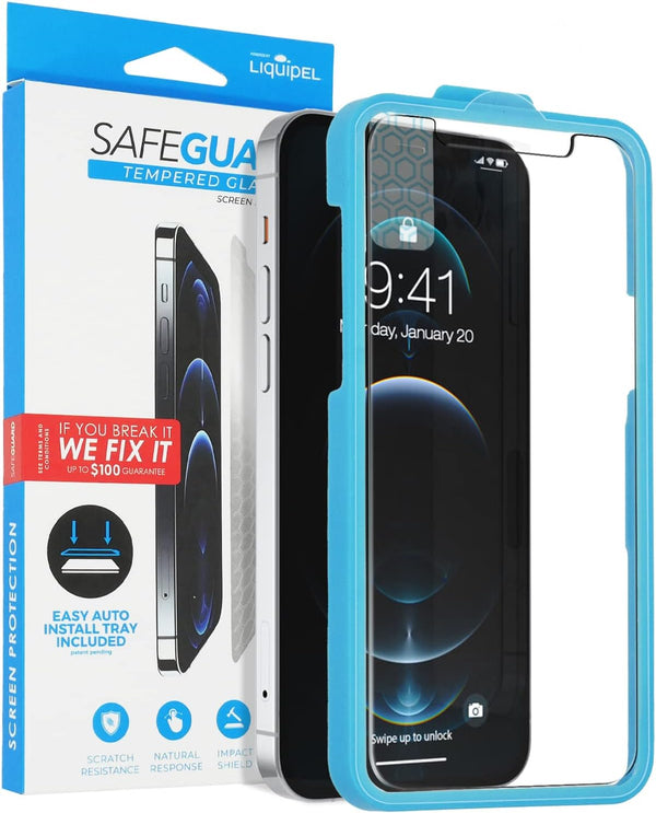 LIQUIPEL Safeguard Tempered Glass Screen Protector for Apple iPhone 12 Pro Max