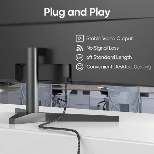 6ft, 4K 1/2 4K@30Hz 1080P Mini DisplayPort to HDMI Cable Thunderbolt (Mini DP) to HDMI Braided Cord for MacBook Air/Pro