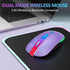 FUWANG Wireless Mouse, Rechargeable LED Bluetooth Mouse, Portable USB Optical 2.4G Wireless Computer Mice (Purple)
