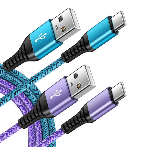 Fast Charging USB Type C Cable 6FT 2-Pack for Samsung Galaxy S24 S23 S22 S21 S20 Ultra, Note 20, OnePlus, Google Pixel.