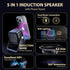 Strackvial 5-in-1 5000mAh 360Rotation, 5.3, Bluetooth Speaker with Wireless Induction & Phone Holder, Battery, RGB