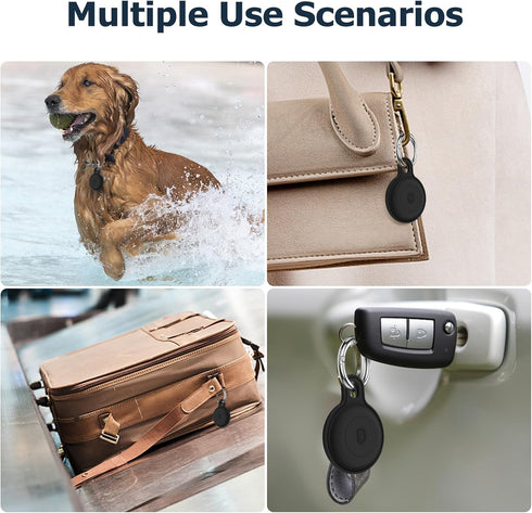 4 Pack Airtag Holder, IPX8 Waterproof Silicone Airtag Keychain for Apple Airtag, Protective Anti-Scratch Airtag Case