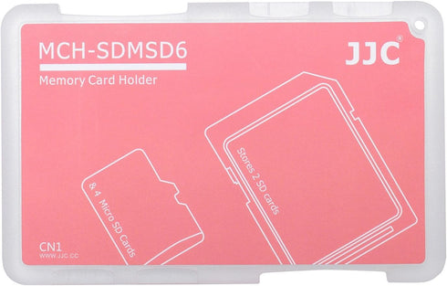 JJC JJC-SDMSD6RD Memory Card Case for 4X Micro SD + 2X SD Cards in Red