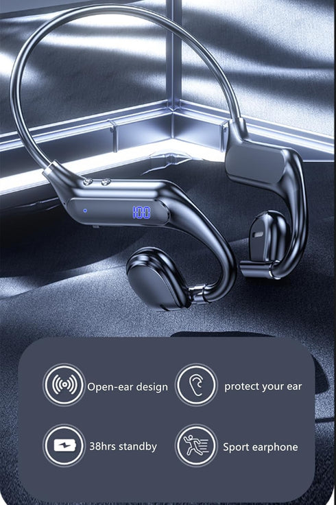 Bone Conduction Headphones Bluetooth Open Ear, Wireless On Ear Headphones with Up to 38 Hours Playtime