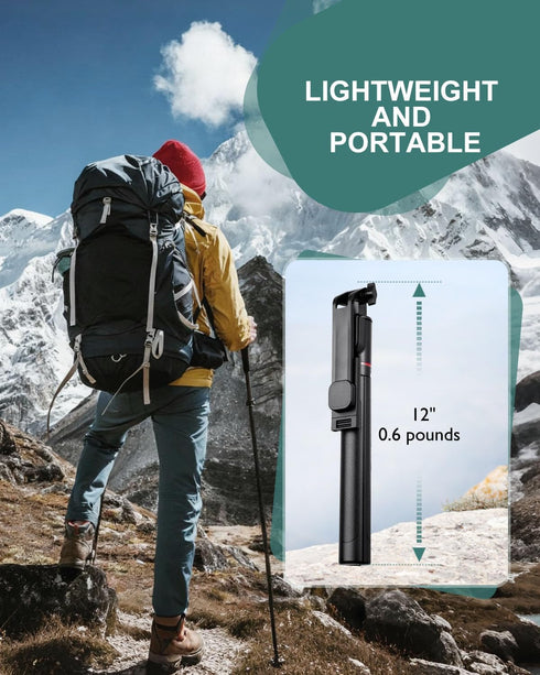 GBFETM 71" Phone Tripod Selfie Stick with Light, Cell Phone Tripod Stand with Wireless Remote Compatible with iPhone