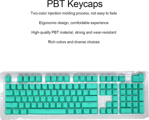 PBT Keycaps, 108 Keys P9 Mechanical Keyboard Key Backlit Key Character Translucent Key DIY Keycaps,for 61/64/87/104/108 Key Mechanical Keyboards(Cyan) by Archuu