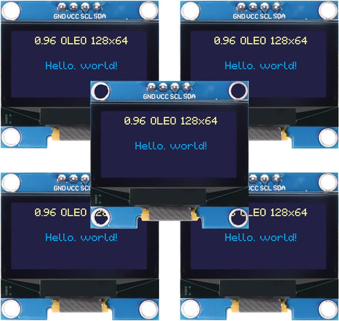 AYWHP 5 Pcs 0.96 Inch OLED I2C IIC Display Module, 128x64 Pixel Serial