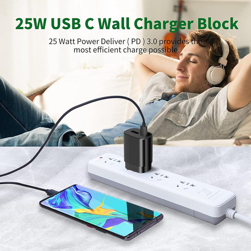 Type C Charger Fast Charging, 25W Dual Port USB-C Power Adapter, USB Wall Charger Compatible with Samsung Galaxy S21
