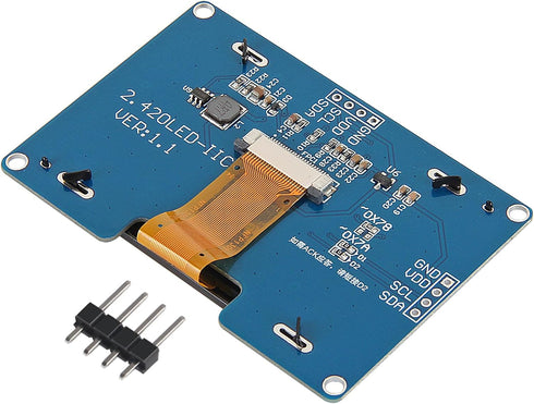 AITRIP 2PCS 2.4" 2.42 inch 128x64 SSD1309 12864 4 I2C R3 C51-White OLED LCD Display Module Pin IIC Serial Interface