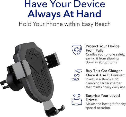 Wireless Car Charger for iPhone - Non-Slip & Case-Friendly Car Phone Holder Wireless Charger for iPhone 15/15 Pro
