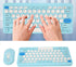 Keyboard and Mouse Combo, Cute Retro Typewriter Keyboard with Round Key, 78 Keys USB Cute Mouse for Desktop, Laptop,