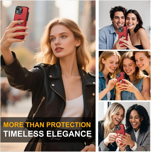 Design Compatible with iPhone 13 Mini Case, Luxury Leather Business Vintage Slim Soft Grip Protective Cover, Red