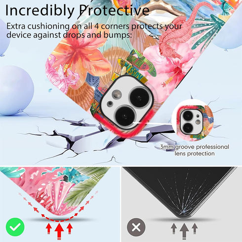 lioscre 12/iPhone 12 6,1'' Magnetic for iPhone Pro Case, Compatible with MagSafe, Pink Sea Life Flower Collage Cute
