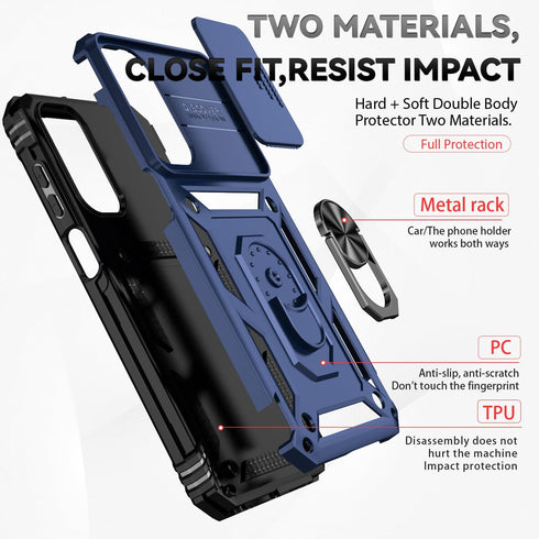 SunStory Samsung Galaxy A15 5G Case with HD Screen Protector, Kickstand & Slide Camera Cover (New Blue)