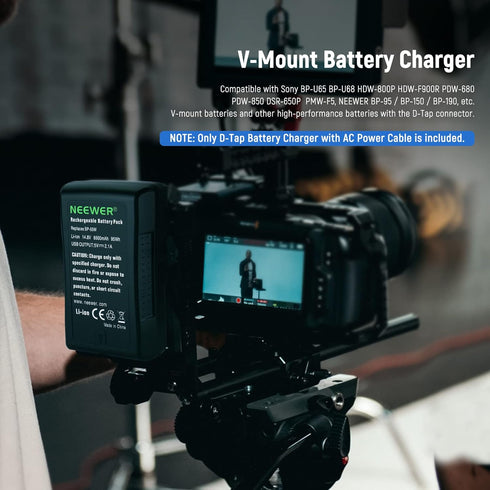 NEEWER D-Tap Battery Charger with 3.3feet/1m D-Tap Cable for V-Mount/V-Lock/Gold Mount Battery, Compatible with NEEWER