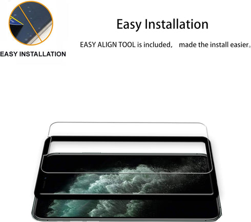Easy Alignment Frame for iPhone 11 Pro Max Tempered Glass Screen Protector 2-Pack + Camera Lens Protector Film