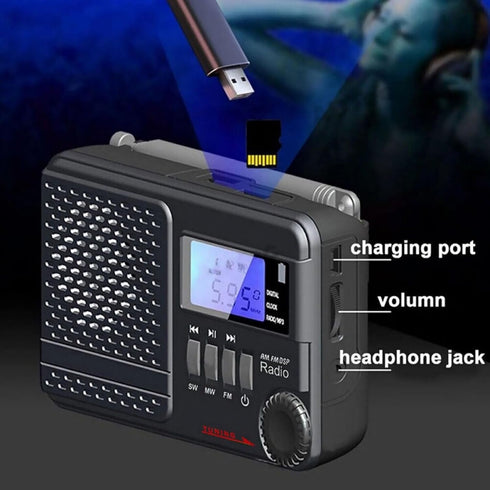 DBEIXIWEI 32GB MP3 Digital Tri-Band AM FM SW Radio Support USB Flash Drive & Micro SD Card Max Built-in Player & Clock