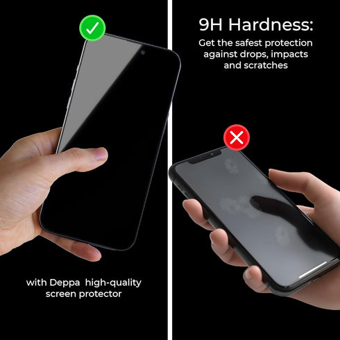 Deppa [2 Pack Anti-Fingerprint Screen Protector for iPhone 15 Pro (6.1') Tempered Glass Edge to Edge Full Coverage