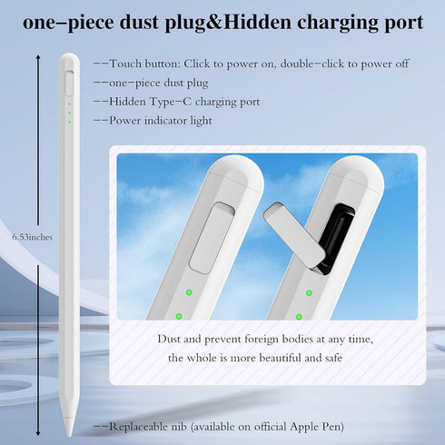 Stylus Pen for iPad 10 & 9th Gen, Faster Charge with Pencil Holder, Palm Rejection, for iPad Air and Pro 11/13-inch