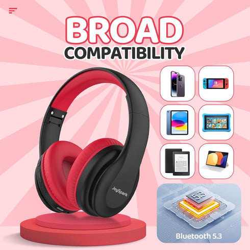 85/94dB 60 5.3, Headsets JoySpark Kids Bluetooth Headphones, Lightweight Wireless Headphones for Kids, Volume Limited