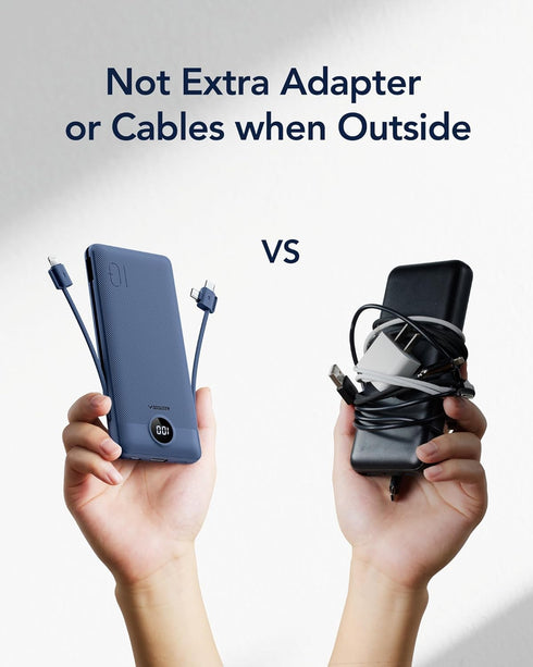 VEGER Portable Charger for iPhone with Built-in Cables and Wall Plug, 10000mAh Slim Fast Charging Power Bank