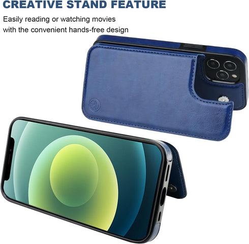 OT ONETOP 12/12 6.1 Inch ONETOP Compatible with Magsafe for iPhone Pro Wallet Case with Card Holder, PU Leather