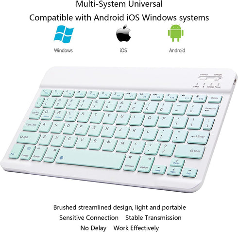 Ultra-Slim Portable Mini Bluetooth Keyboard, Rechargeable Wireless Keyboard for Apple iPad, iPhone, Samsung Tablet,