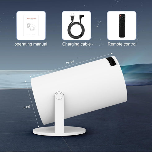 Mini Projector with WIFI 6, Bluetooth, 4K 1080P Support, Portable 180° Rotatable 130'' Screen Movie Projector for