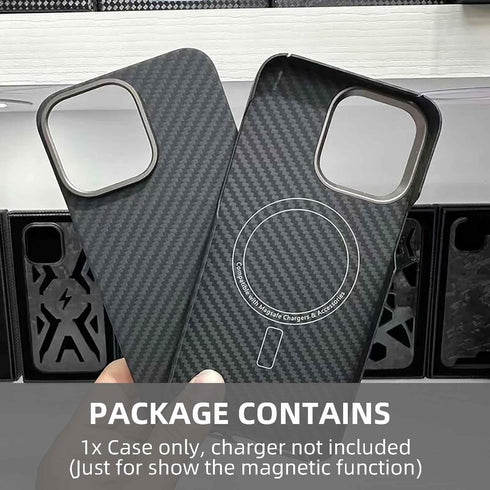 Aramid Fiber Case for iPhone 15 Pro Max - Carbon Fiber Texture, Compatible with MagSafe, Super Slim Light Protective