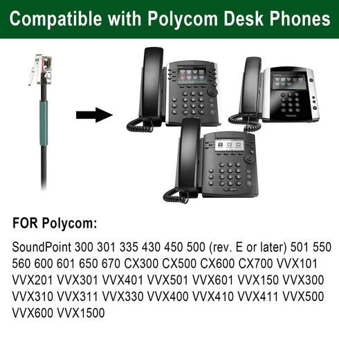 U10P Headset Adapter RJ9 to QD Cable for Plantronics Quick Disconnect Headset, Compatible with Polycom VVX Series Phones