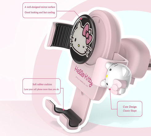 Cute Phone Mount for Car, Pink Cat Air Vent Clip Car Phone Holder Mount, Pretty Car Accessories for Women and Girls