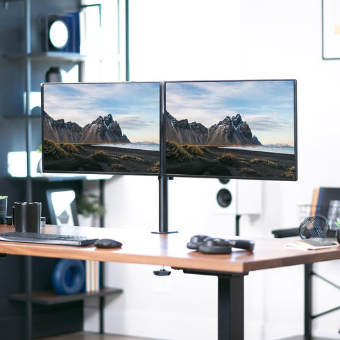 VIVO Heavy Duty Dual Monitor Desk Mount, Fully Adjustable Steel Stand, Holds 2 Screens Up to 30 Inches, Black