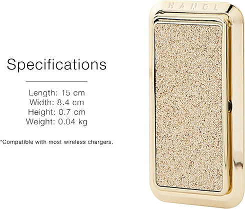 HANDL New York Champagne Glitter HANDLstick Silver Glitter Grip and Stand for Smartphone