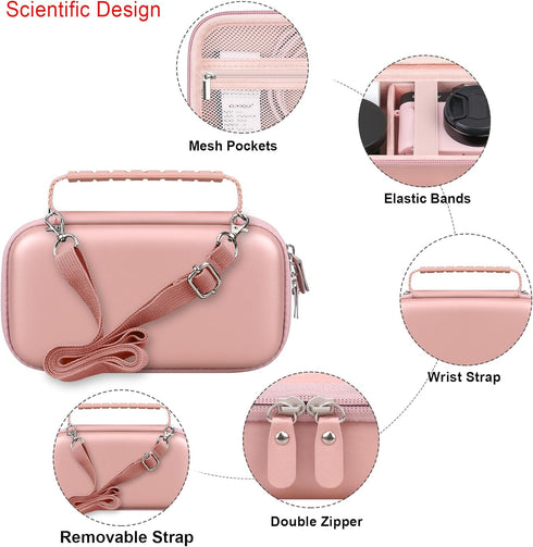 4K Digital Camera Carrying Case for Femivo, VETEK, IWEUKJLO, Travel Compact Storage Cover Bag, Rose Gold