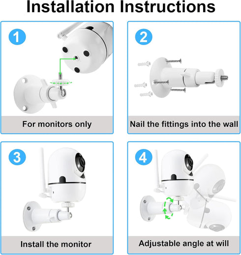 LEFXMOPHY Wall Mount Compatible with HelloBaby HB65 Baby Camera Adjustable Metal Holder Stand (Not for Monitor, Cam Not Include)
