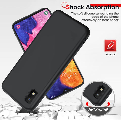 LeYi Samsung Galaxy A10e Phone Case with 2 Pack Tempered Glass Screen Protector, Liquid Silicone Slim Gel Rubber Cover