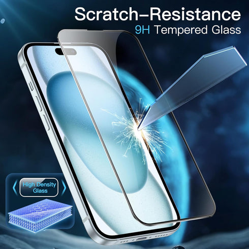 JETech Full Coverage Screen Protector for iPhone 15 Plus 6.7-Inch, Easy Installation with One-Step Alignment Tray,
