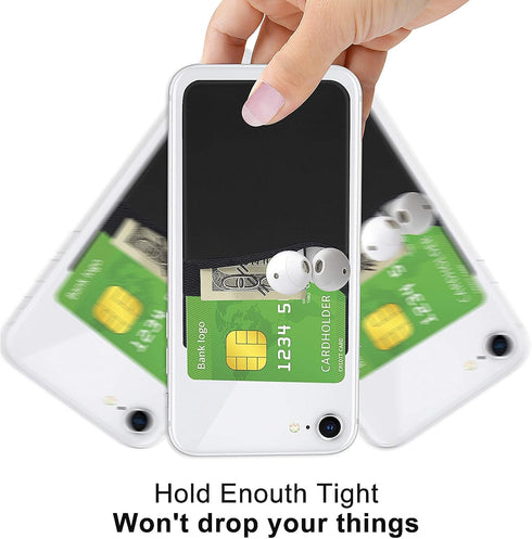 Senose Phone Card Holder, Silicone Stick-On Wallet with Double Pocket for iPhone, Samsung Galaxy, Any Smartphone, Pack
