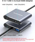 Glomtheia 4K@60Hz 100W 3-Screen USB C to Dual HDMI Adapter, Dual Monitor HDMI Splitter for Extended Display, PD, USB-A