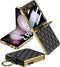 Miimall Samsung Galaxy Z Flip 5 5G Leather Case with Metal Ring Holder, Shockproof Tempered Glass Screen Protective