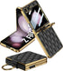 Miimall Samsung Galaxy Z Flip 5 5G Leather Case with Metal Ring Holder, Shockproof Tempered Glass Screen Protective